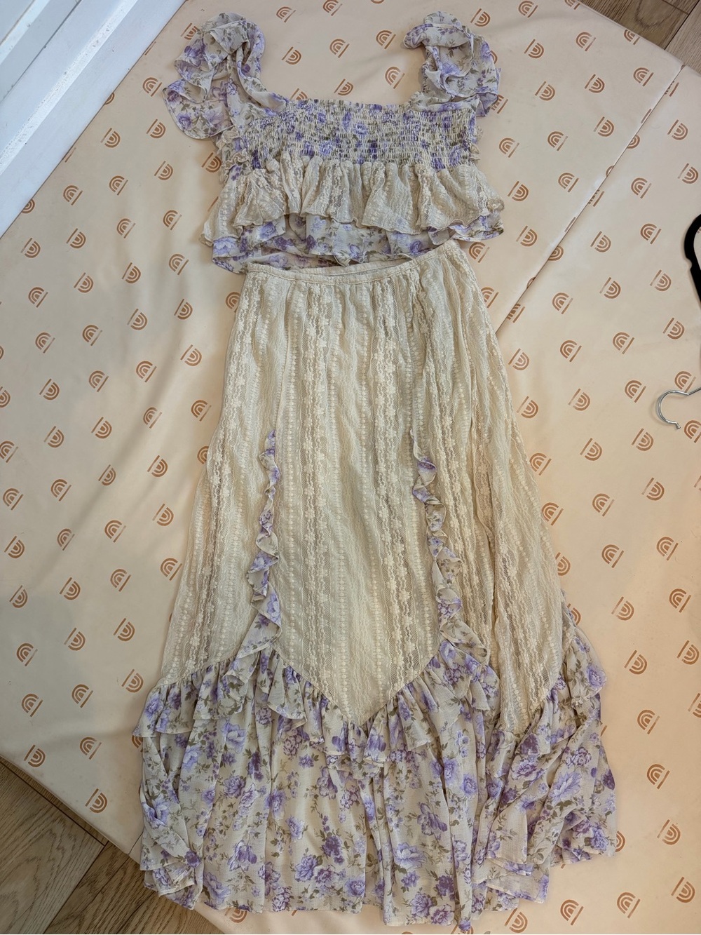 Free People NOW AND THEN SET Cream Crop Bandeau W/ matching Skirt - Picture 7 of 13